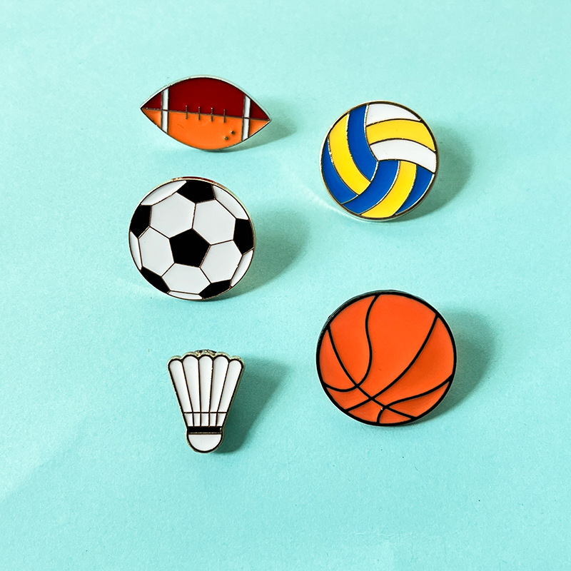 Badminton Icon - Cartoon Sports Ball Brooches Set Football